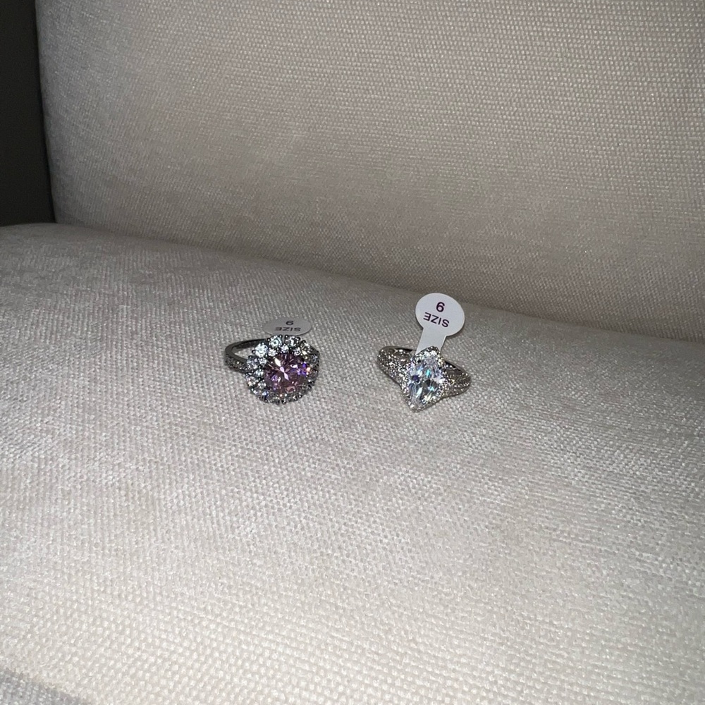 Elegant Silver and Purple Women's Ring Set